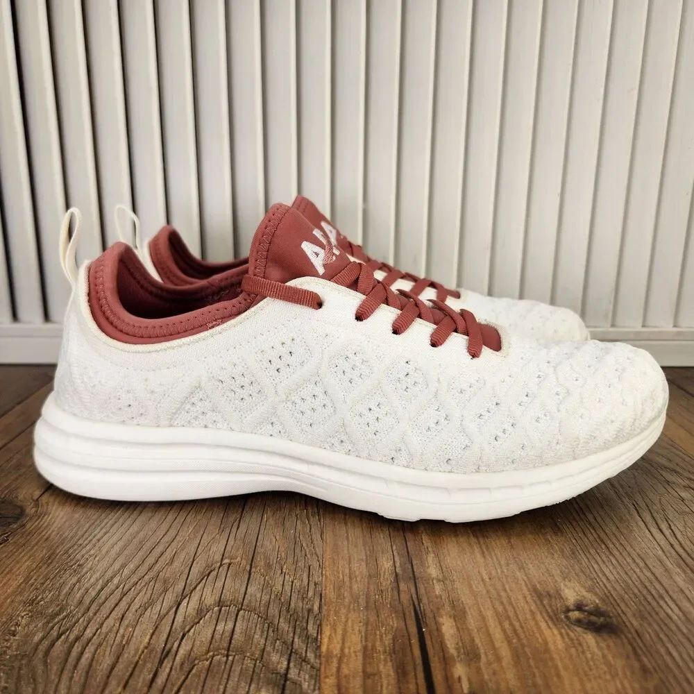 APL Techloom Phantom Running Shoes Womens Size 9 White Redwood Athletic Sneakers